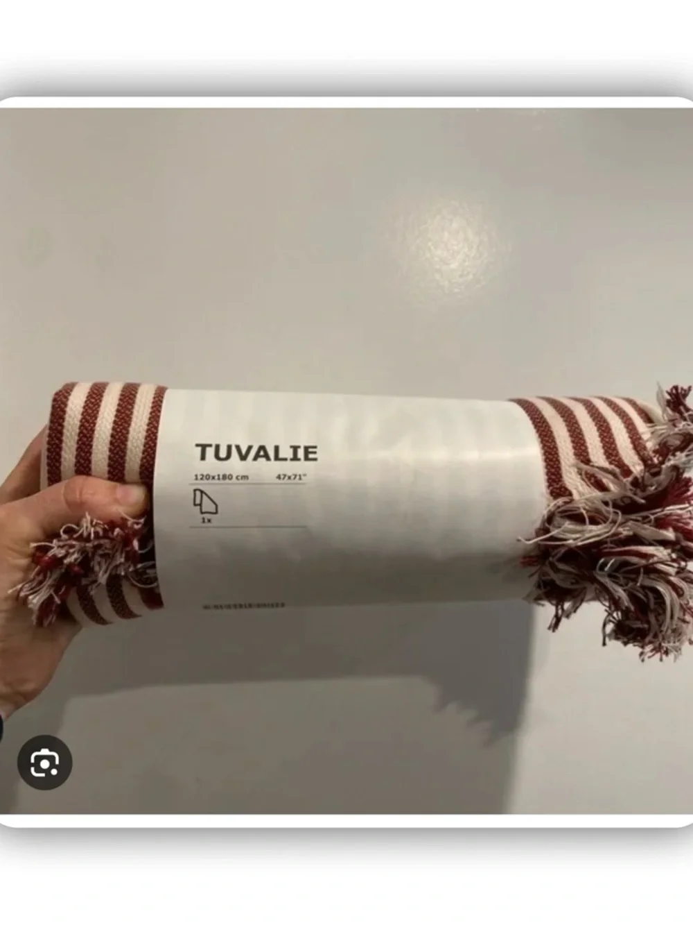 IKEA TUVALIE Red and White Striped Throw Blanket